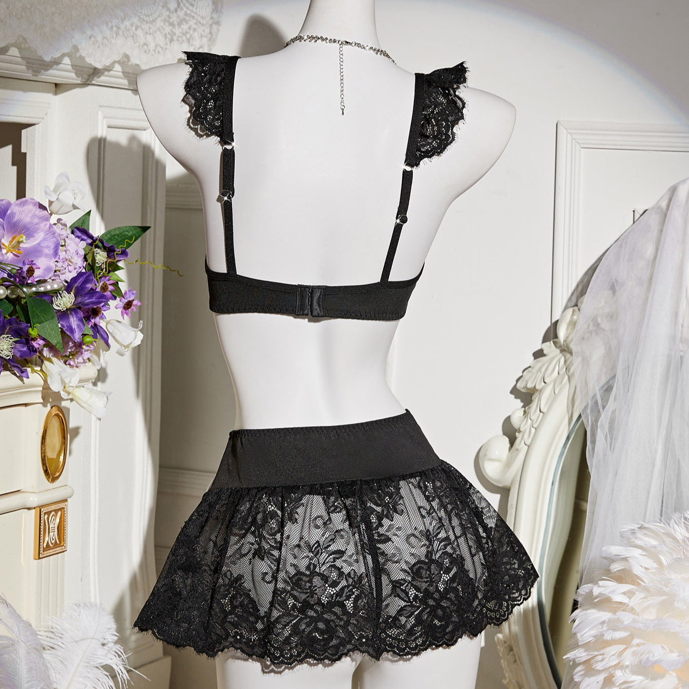Midnight Bow Lace Set