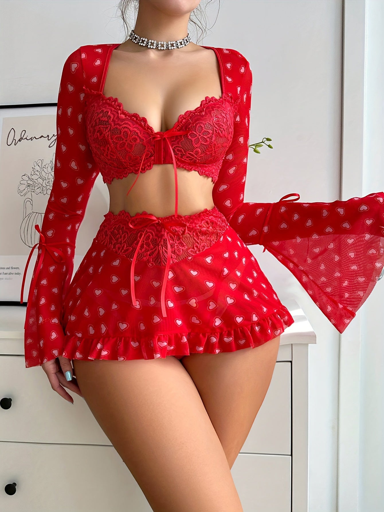 Heart On Fire Sexy Lingerie Set